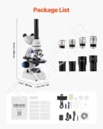 Profesionalus trinokulinis mikroskopas, 40–5000x didinimas, su LED apšvietimu - Image 7