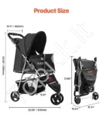 Sulankstomas trijų ratų vežimėlis augintiniams iki 16 kg - Image 2