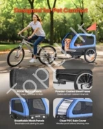 Šunų priekaba dviračiui (iki 40 kg, 2-in-1 stumiamas vežimėlis) - Image 4
