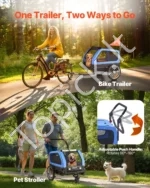 Šunų priekaba dviračiui (iki 40 kg, 2-in-1 stumiamas vežimėlis) - Image 6