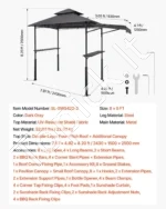 Sustiprinta kepsninės pavėsinė 243 x 150 cm su dvigubu stogu, papildomu stogeliu ir lentynomis - Image 7