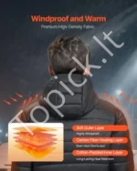 Vyriška šildoma Soft Shell striukė, M dydis, 6 kaitinimo zonos, vėjui ir drėgmei atspari - Image 4