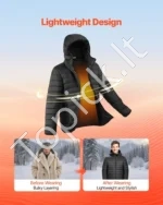 Vyriška šildoma Soft Shell striukė, XL dydis, 6 kaitinimo zonos, vėjui ir drėgmei atspari - Image 5