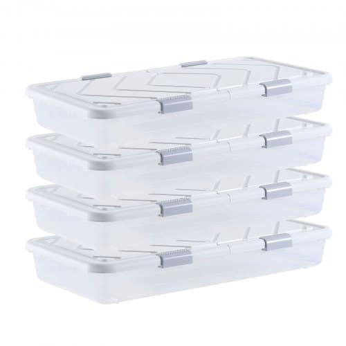 de2FCDCWFBSLDL32FA7ZF001V02Fgoods_img-v32Funder-bed-storage-m100-1.2.jpg Plastikinės daiktadėžės po lova su ratukais ir dangčiais (4 vnt.), 805 x 396 x 175 mm - Image 1