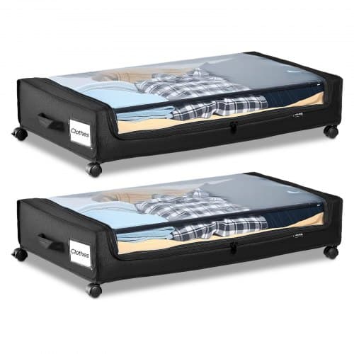 de2FCDCWFBTBYDL2IC6XZ001V02Fgoods_img-v22Funder-bed-storage-m100-1.2.jpg Mobilus daiktadėžių rinkinys su ratukais po lova (2 vnt.), 770 x 470 x 172 mm - Image 1