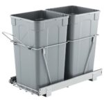 Ištraukiamas dvigubas šiukšliadėžių komplektas virtuvinei spintelei 25,5 L x 2