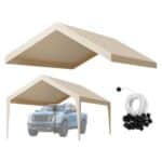 Stogo tentas automobiliui 3,6 x 6 m, smėlio spalvos