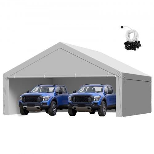 de2FCKPB2020FTHS0HU3N001V02Fgoods_img-v22Fcarport-replacement-cover-m100-1.2.jpg Stogo tentas automobiliams 6 x 6 m su šoninėmis sienelėmis, pilkas - Image 1