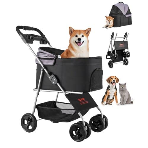 de2FCWTCCGK4QSHD9M2U7V02Fgoods_img-v22Fpet-stroller-m100-1.2.jpg Sulankstomas keturių ratų vežimėlis augintiniams su nuimamu krepšiu iki 16 kg - Image 1
