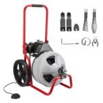 Kanalizacijos valymo įrenginys su 22 m x 9,5 mm spirale ir 6 antgaliais