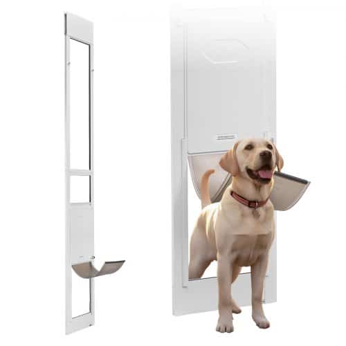 de2FHDGMLXCKJBLMF6MCZ001V02Fgoods_img-v12Fsliding-glass-pet-door-m100-1.2.jpg Reguliuojamo aukščio naminių gyvūnų durelės stumdomoms stiklo durims, L dydis, baltos spalvos - Image 1