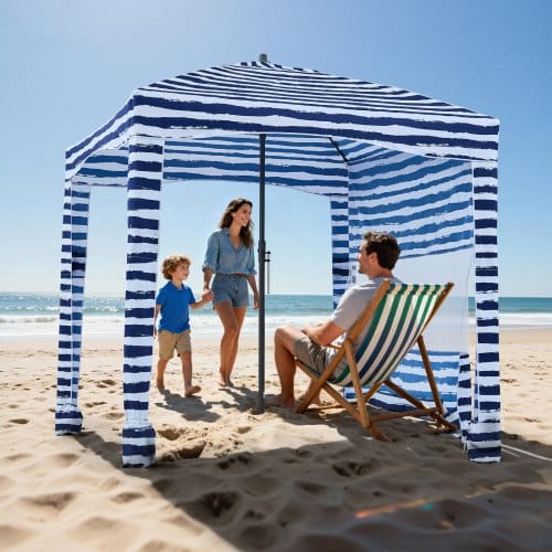 de2FJYKHTXW6FT6FK05K8001V02Fgoods_img-v12Fbeach-cabana-m100-1.2.jpg Paplūdimio pavėsinė su šonine sienele (183 x 183 x 229 cm),SSCA-01 - Image 1