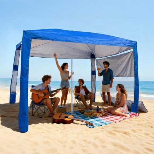de2FJYKHTXW8FT8FG234L001V02Fgoods_img-v12Fbeach-cabana-m100-1.2.jpg Paplūdimio pavėsinė su apsauga nuo saulės (2,4 x 2,4 m) - Image 1