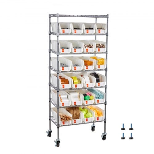 de2FKYDWLJ7C1424OTGJL001V02Fgoods_img-v22Frolling-bin-rack-m100-1.2.jpg Mobilus 7 pakopų stelažas su 24 mažomis dėžėmis (organizatoriais) - Image 1