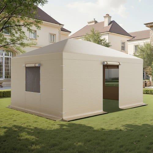 de2FLTDJTHZDDK120BX0H002V02Fgoods_img-v32Fwinter-gazebo-cover-m100-1.2.jpg Žieminis pavėsinės uždangalas su sienelėmis, 3,68 x 4,90 m, smėlio spalvos - Image 1