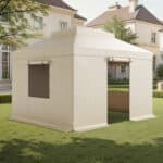 Žieminis pavėsinės uždangalas su sienelėmis, 3,05 x 3,65 m, smėlio spalvos