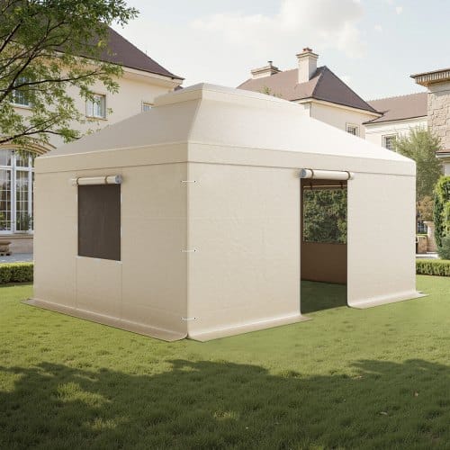 de2FLTDJTHZSDK12SF2AS002V02Fgoods_img-v32Fwinter-gazebo-cover-m100-1.2.jpg Žieminis pavėsinės uždangalas su sienelėmis, 3,66 x 4,87 m, smėlio spalvos - Image 1