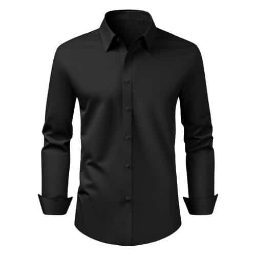 de2FNKCSHLM000004RSCR001V02Fgoods_img-v12Fbutton-up-shirts-m100-1.2.jpg Vyriški juodi ilgarankoviai marškiniai (dydis L, 79 cm nugaros ilgis) - Image 1