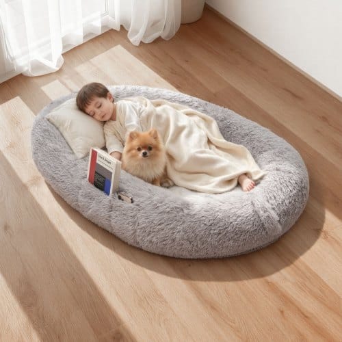 de2FRLGCHSTYXXH51UW0V001V02Fgoods_img-v12Fhuman-dog-bed-m100-1.2.jpg Kompaktiška ortopedinė lova poilsiui su augintiniais, 1320 x 860 x 240 mm, pilka - Image 1