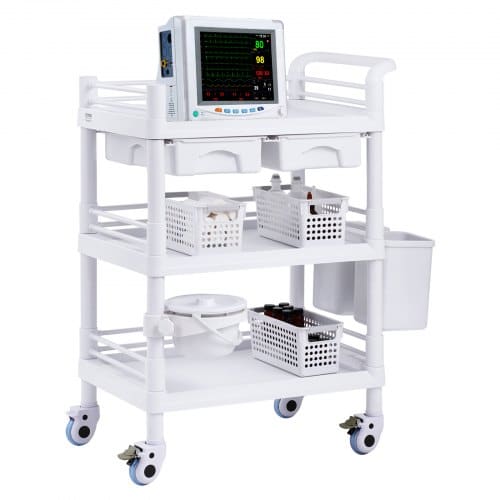 de2FSYSTCECKFBS4PGK0XV02Fgoods_img-v22Flab-carts-m100-1.2.jpg Mobilus 3 pakopų laboratorinis / medicininis vežimėlis, baltas - Image 1