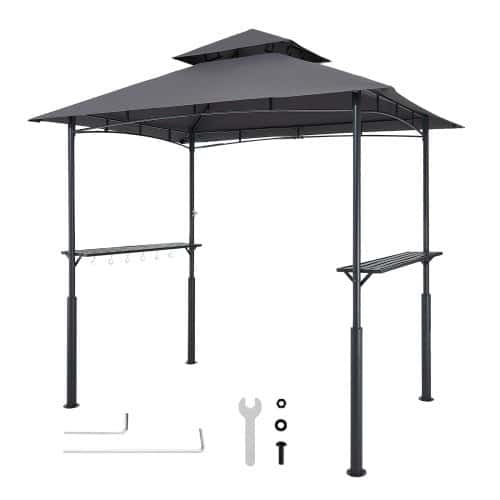 de2FTZSKLTHJG85FJJTRS001V02Fgoods_img-v12Fgrill-gazebo-m100-1.2.jpg Sustiprinta kepsninės pavėsinė 243 x 150 cm su dvigubu stogu ir lentynomis - Image 1