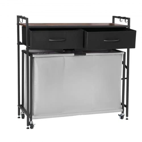 de2FXYLEKJSMCTS1WJGUD001V02Fgoods_img-v22Flaundry-sorter-m100-1.2.jpg Trijų sekcijų skalbinių rūšiavimo stovas su stalčiais ir ratukais (830 x 320 x 810 mm) - Image 1