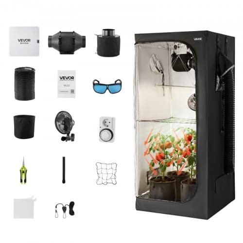 de2FZPTZ8080180C1KNYR001V22Fgoods_img-v22Findoor-grow-tent-m100-1.2.jpg Augalų auginimo palapinės komplektas su LED apšvietimu (80 x 80 x 180 cm) - Image 1