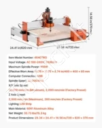 3 Ašių CNC Frezavimo ir Graviravimo Staklės su 100W Špindeliu, 400 x 400 x 95 mm - Image 6