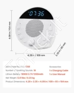 5-in-1 balto triukšmo aparatas su 18 garsų, 7 spalvų naktine šviesa ir žadintuvu (109 x 85 x 104 mm) - Image 7