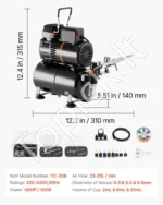Aeroformato Rinkinys su 1/6 HP Oro Kompresoriumi, 3 l Resiveriu, 3 Pistoletais ir 3 Antgaliais - Image 7