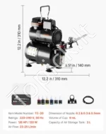 Aeroformato Rinkinys su 1/6 HP Oro Kompresoriumi, 3 l Resiveriu ir 3 Antgaliais - Image 7