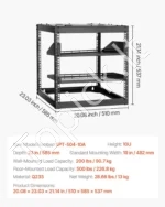 Atviro rėmo serverio spinta 10U, 585 mm gylio, montuojama prie sienos arba statoma ant grindų - Image 7