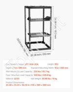 Atviro rėmo serverių spinta / stovas 20U (585 mm gylio, 4 dalių, su lentynomis) - Image 7