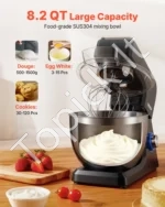 Daugiafunkcis stalinis elektrinis mikseris 7,8 L su 1,5 L trintuvu (blenderiu) ir mėsmale, 1500W virtuvinis kombainas su 6 greičiais ir pulso funkcija (juodas) - Image 6