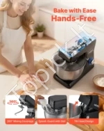 Daugiafunkcis stalinis elektrinis mikseris 7,8 L su 1,5 L trintuvu (blenderiu) ir mėsmale, 1500W virtuvinis kombainas su 6 greičiais ir pulso funkcija (juodas) - Image 7