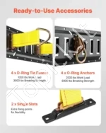 E-Track tvirtinimo bėgelių rinkinys (4 vnt., 0,4 m) su diržais ir aksesuarais furgonams bei priekaboms - Image 3