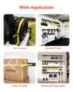 E-Track tvirtinimo bėgelių rinkinys (8 vnt., įvairių ilgių) su diržais ir aksesuarais furgonams bei priekaboms - Image 6