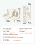 Elektrinė mėsos ir maisto pjaustyklė 180W su 170 mm ašmenimis, 0–15 mm reguliuojamu storiu (sulankstoma) - Image 7