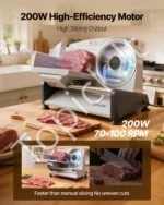 Elektrinė mėsos ir maisto pjaustyklė 200W su 190 mm ašmenimis, 0–15 mm reguliuojamu storiu - Image 2