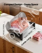Elektrinė mėsos ir maisto pjaustyklė 200W su 190 mm ašmenimis, 0–15 mm reguliuojamu storiu - Image 7