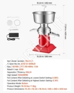 Elektrinis pieno separatorius 60 L/val., 10500 aps./min. išcentrinis pieno riebalų nugriebimo aparatas iš 304 nerūdijančio plieno su 4,5 L talpos dubeniu (40W, 100–240V) - Image 7
