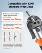 Elektrinis vamzdžių presavimo įrankis 18V, 32kN su V15, V22, V28 žiotimis - Image 4