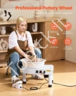 Elektrinis žiedimo ratas su reguliuojamu aukščiu, kojiniu pedalu ir 28 cm disku - Image 2