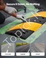 Guminis greičio mažinimo kalnelis 1000 mm, 2 vnt. rinkinys, 2 kanalų sunkiasvorė kabelių apsauga ir rampa su plėtimosi varžtais - Image 6