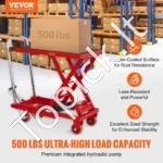 Hidraulinis kėlimo stalas – vežimėlis, 226  kg (500 lbs), kėlimo aukštis 220–720 mm, raudonas - Image 2