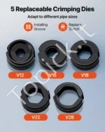 Hidraulinis vamzdžių presavimo įrankis su V12, V15, V18, V22, V28 žiotimis - Image 3