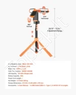 Įkraunamas LED darbo žibintas su trikoju stovu (74–183 cm) - Image 7