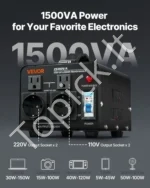 Įtampos keitiklis-transformatorius 1500VA (110V į 220V ir 220V į 110V), su apsauginiu jungikliu - Image 4
