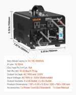 Įtampos keitiklis-transformatorius 1500VA (110V į 220V ir 220V į 110V), su apsauginiu jungikliu - Image 7