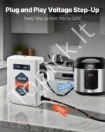 Įtampos keitiklis-transformatorius 2000VA (110V į 220V), su LCD ekranu ir USB jungtimi - Image 3